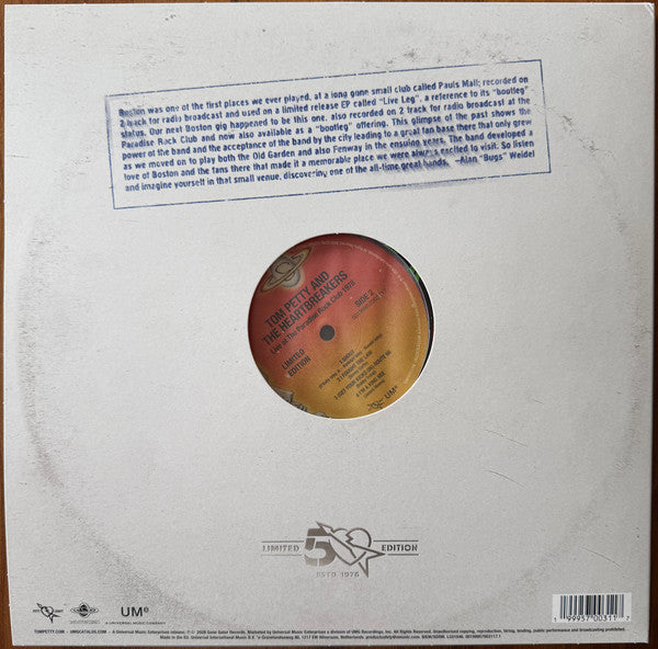 Tom Petty And The Heartbreakers : Live At The Paradise Rock Club 1978 (LP, Album, RSD, Ltd, Spl)