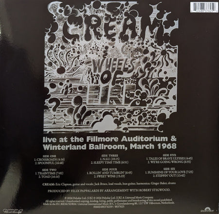 Cream (2) : Wheels Of Fire: Live At The Fillmore & Winterland (3xLP, Album, RSD, Comp, RM, S/Edition, Exp)