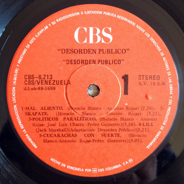 Desorden Público : Desorden Público (LP, Album)