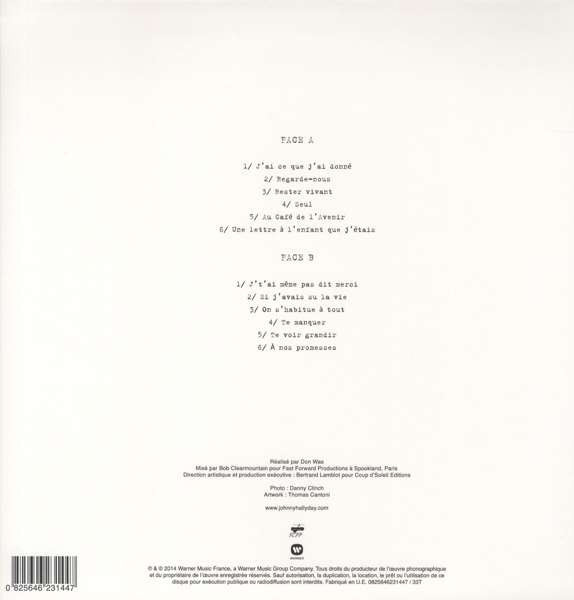 Johnny Hallyday : Rester Vivant (LP, Album)
