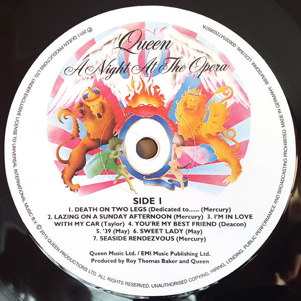 Queen : A Night At The Opera (LP, Album, RE, RM, Hal)