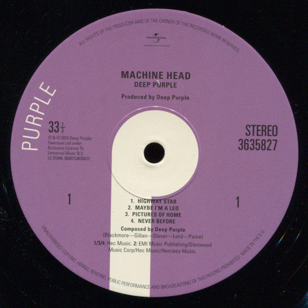 Deep Purple : Machine Head (LP, Album, RE, RM, Gat)