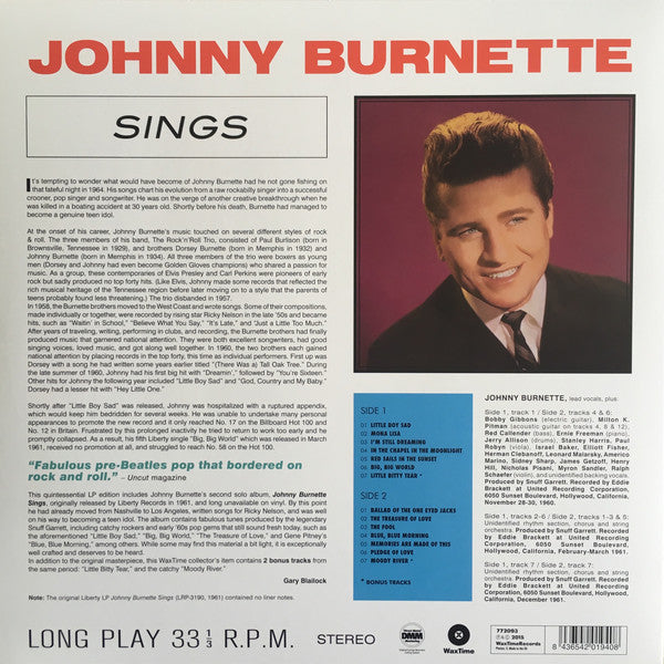 Johnny Burnette : Sings (LP, Album, Ltd, RE, 180)