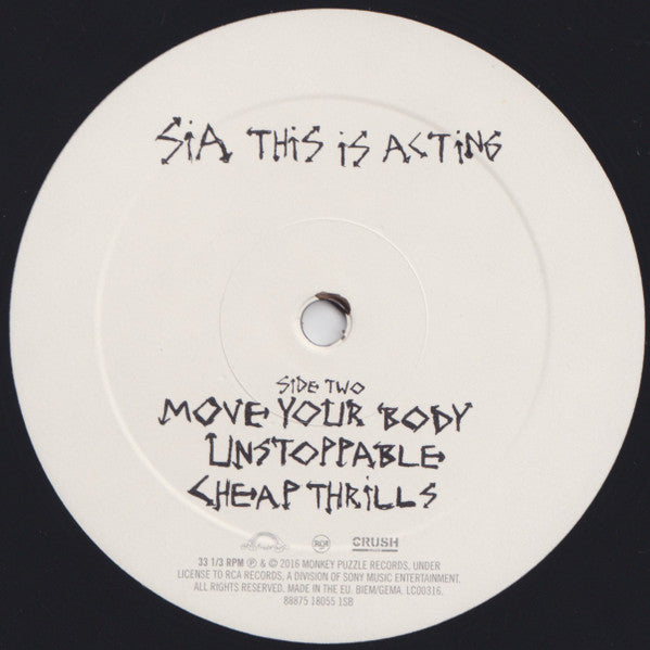 Sia : This Is Acting (LP + LP, Whi + Album)