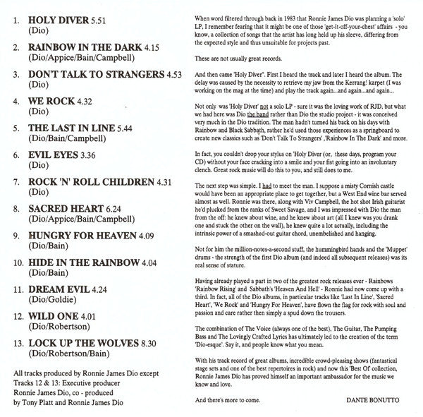 Dio (2) : Diamonds - The Best Of (CD, Comp, M/Print, RP)