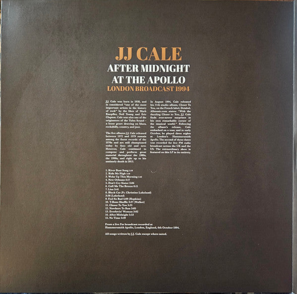 JJ Cale - After Midnight At The Apollo. London Broadcast 1994 - Quiosco Morrison